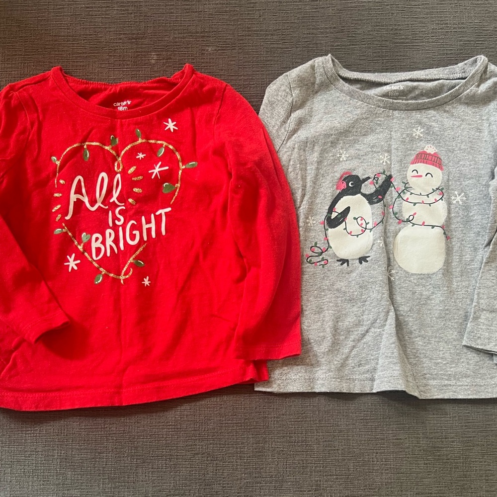 Carter's Red and Gray Long Sleeve Tees